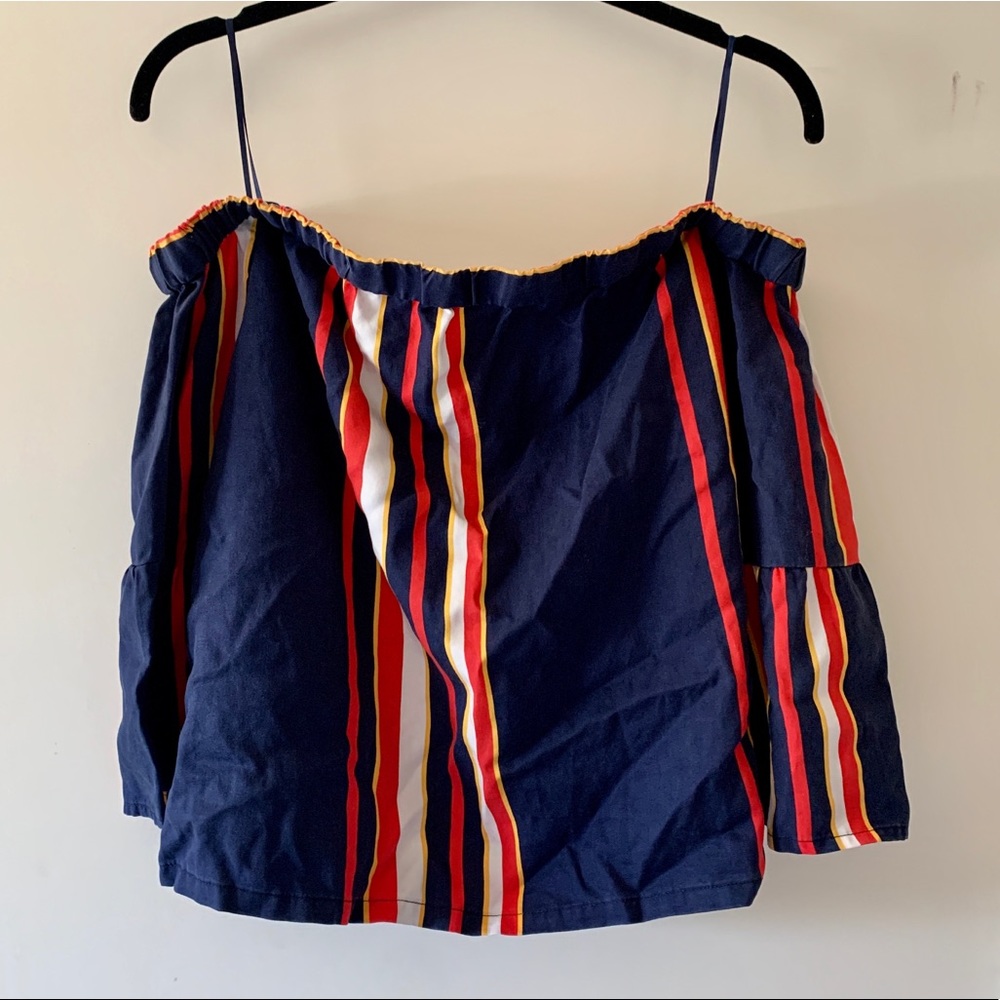 Guess Off The Shoulder Striped Top